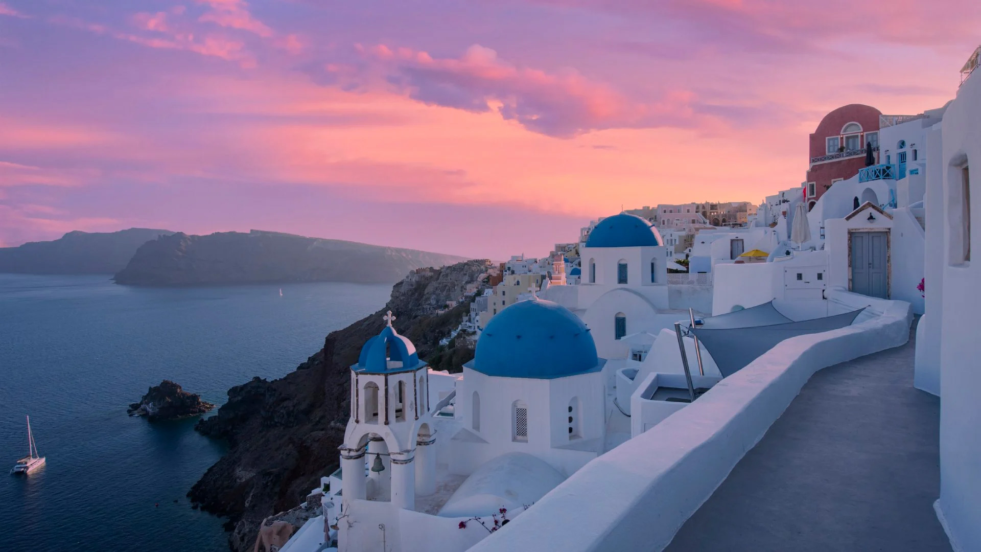 Santorini coastline at sunset